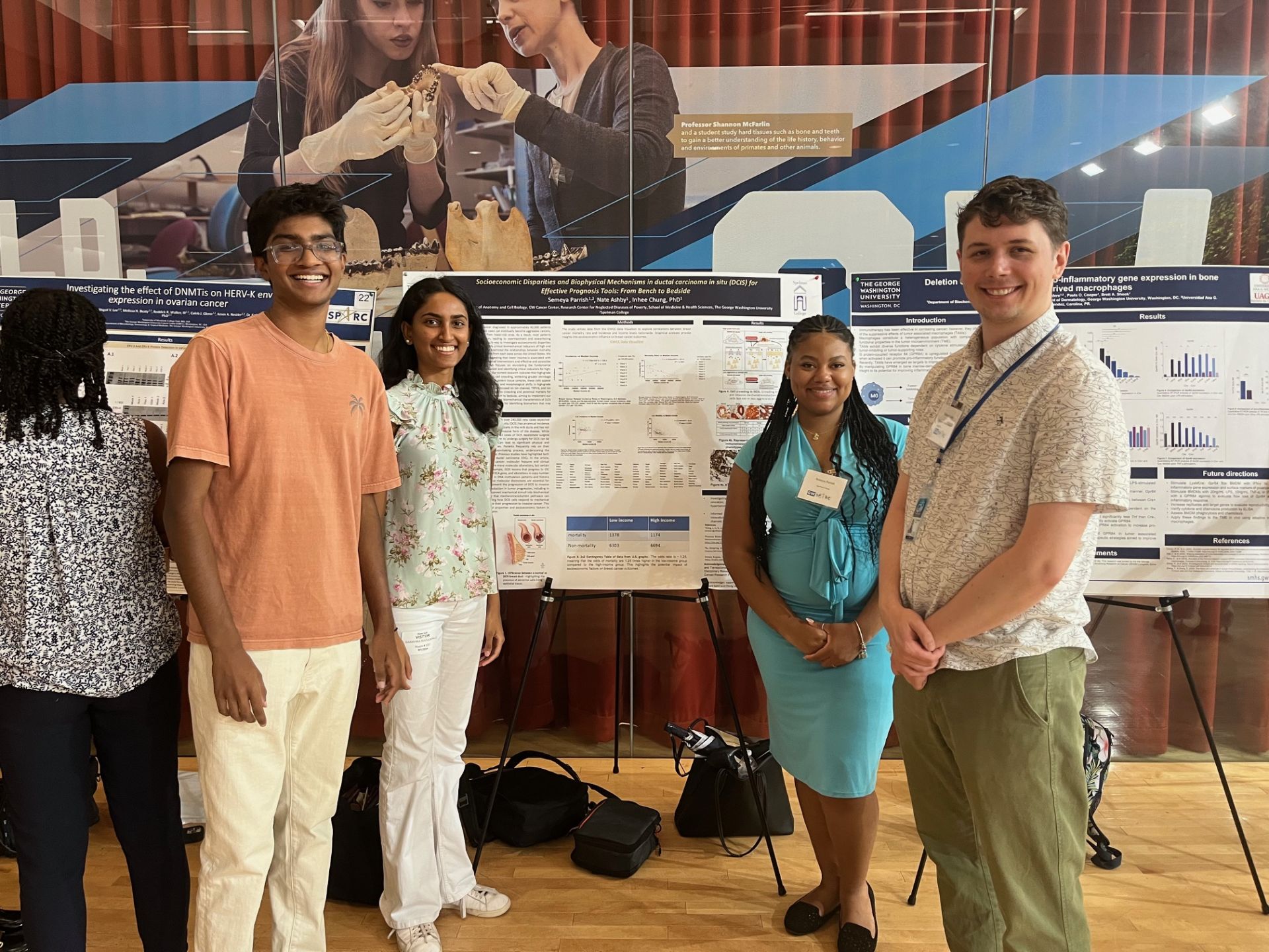 Raghav, Saanvika, Semeya, and Nate and Semeya's poster presentation.