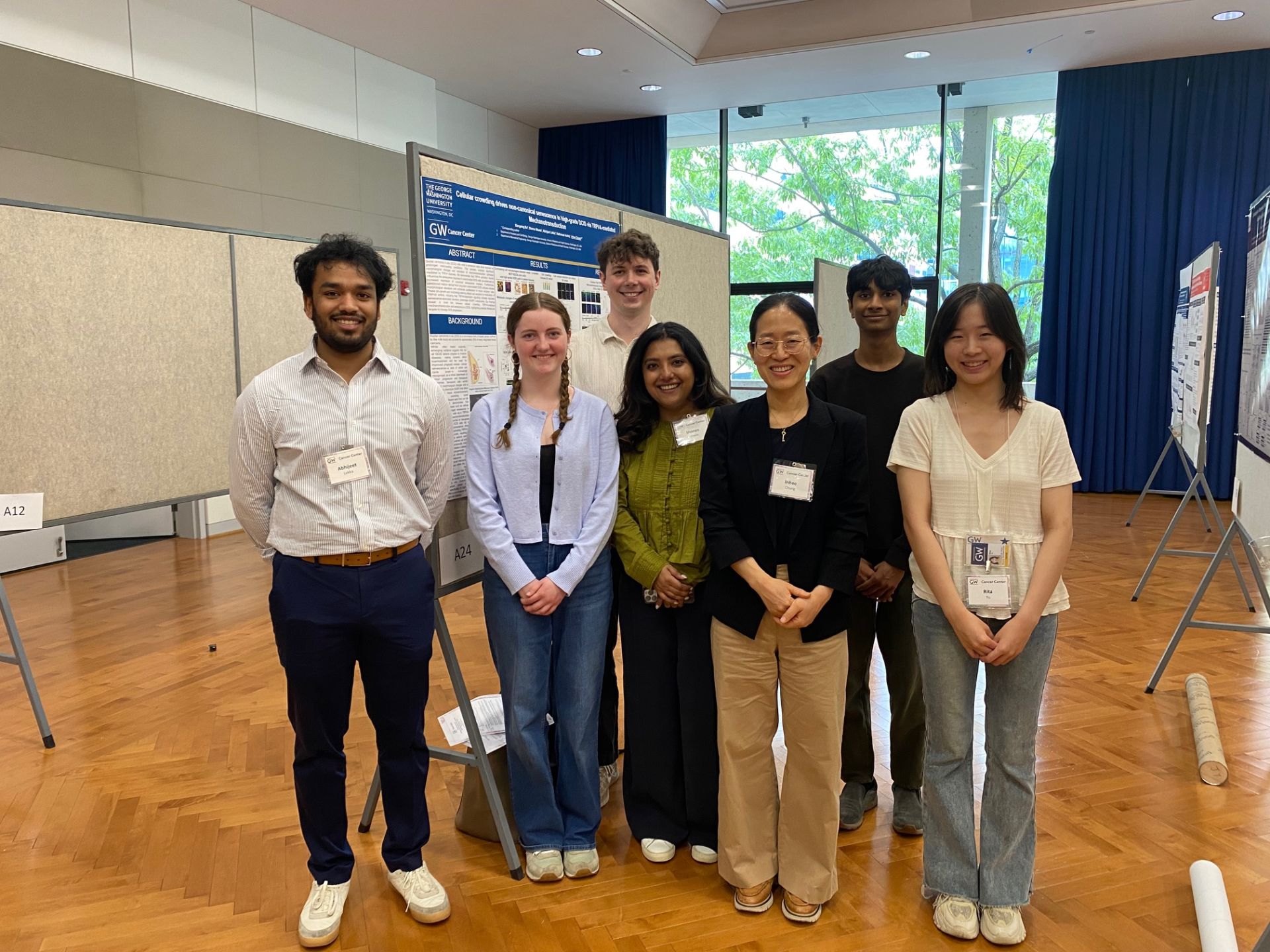 Abhijeet, Angelina, Shoron, Dr. Chung, Rita, Nate, and Raghav at the poster session.