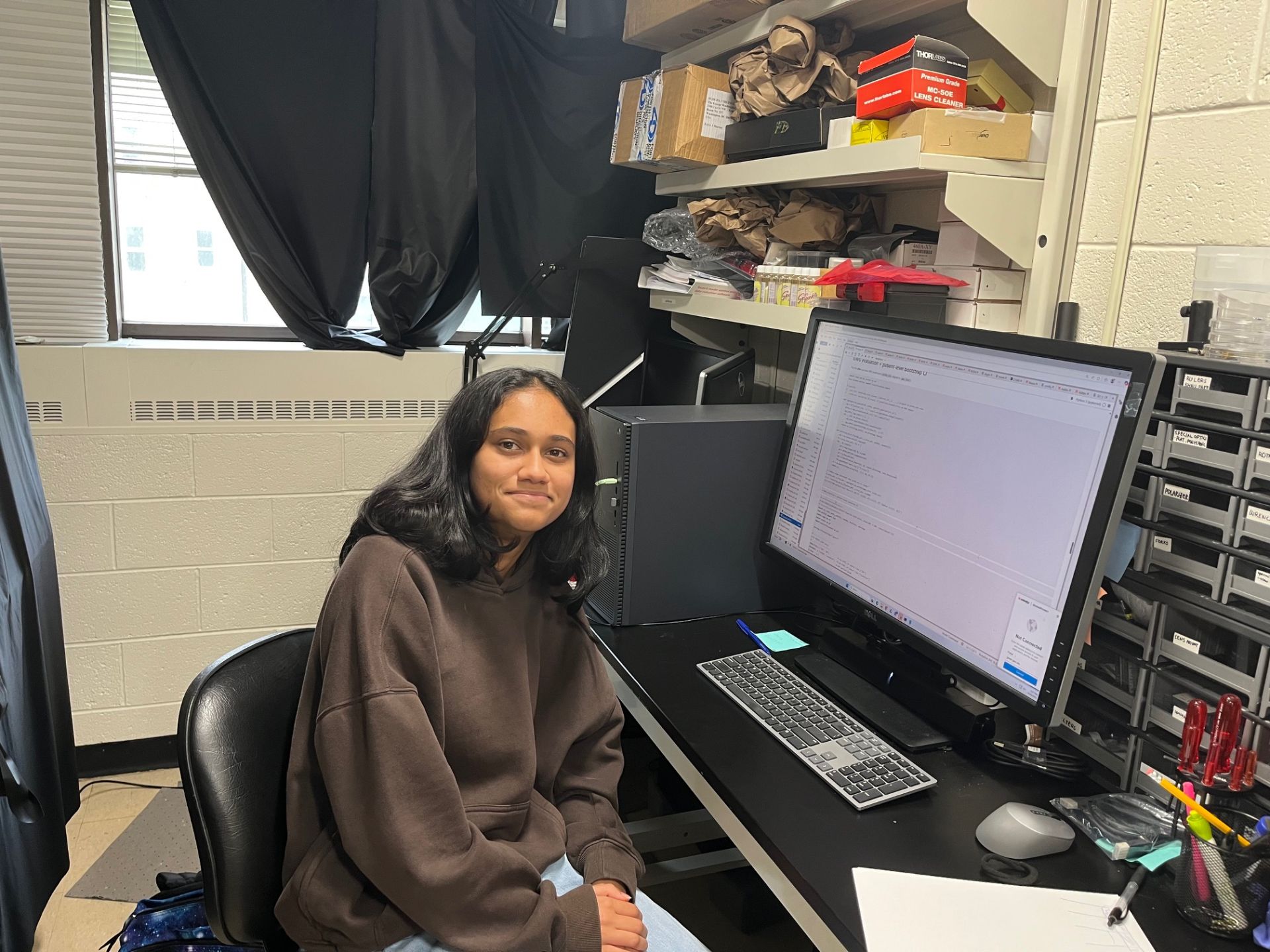 Kashi working on a code for a project!