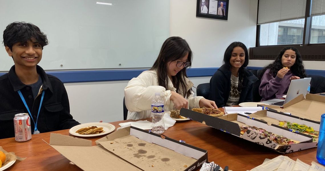 interns at lunch